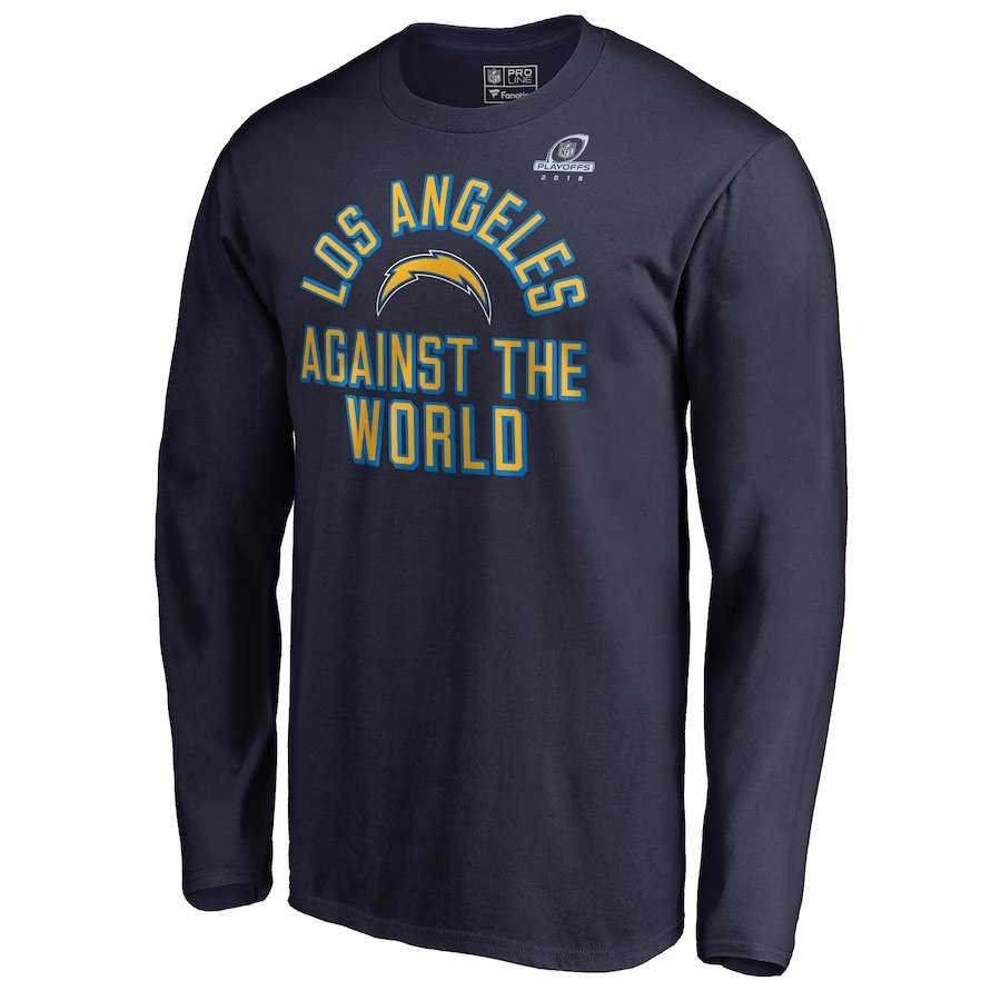 Men's Chargers Navy 2018 NFL Playoffs Against The World Long Sleeve T-Shirt,We sell and wholesale Men's Chargers Navy 2018 NFL Playoffs Against The World Long Sleeve T-Shirt on line form chian!